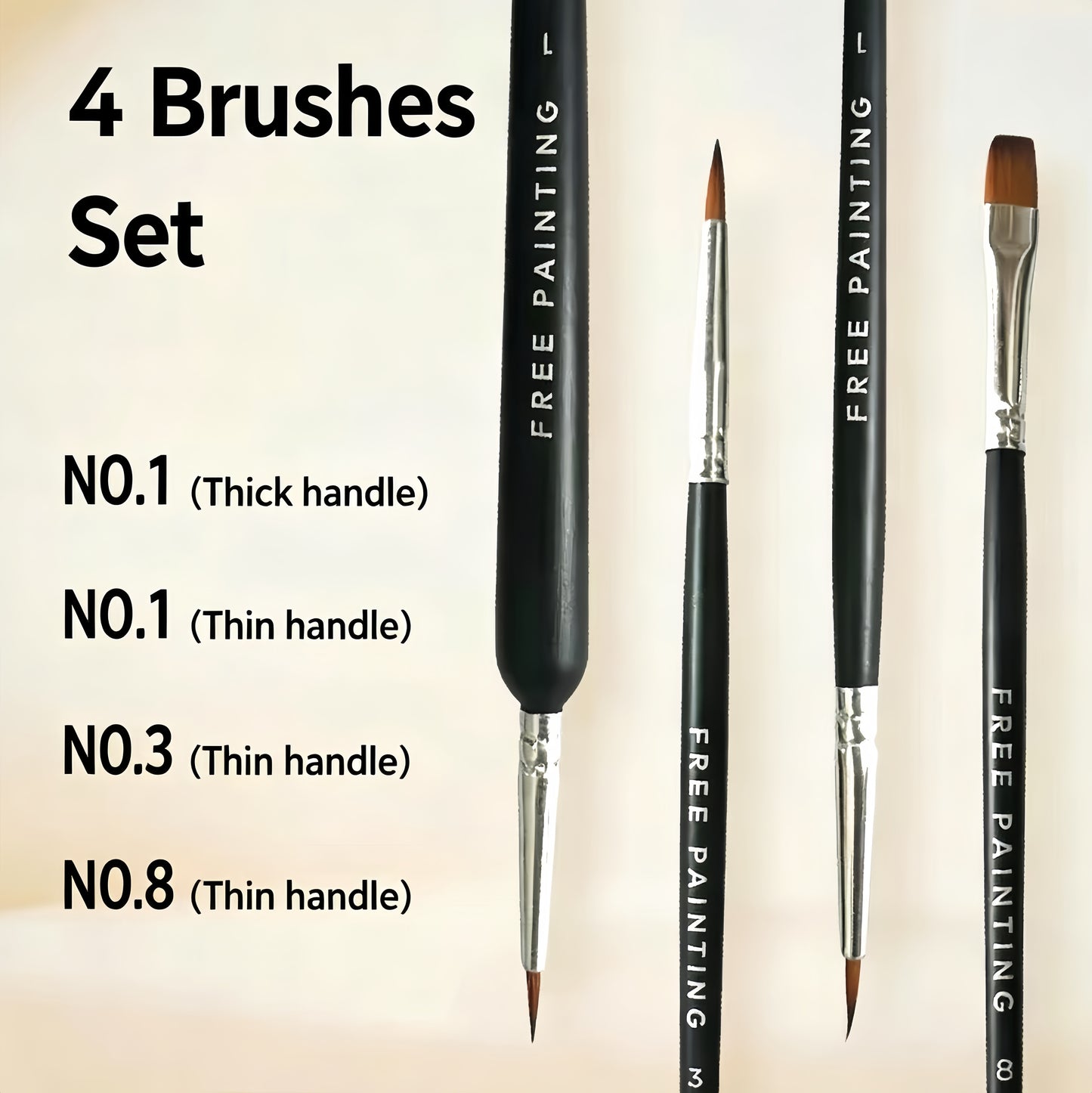 DIY Paint by Numbers Brushes - Solid Wood Handle Fine Detail & Line Art Brushes for Coloring & Painting