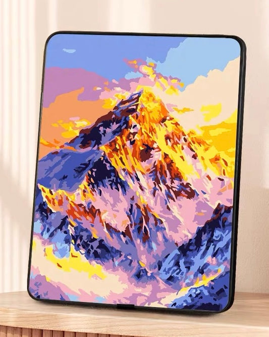 Sunlit Golden Mountain Textured Paint by Numbers Kit – DIY 3D Tabletop Canvas Art for Home Decor