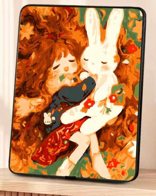 Bunny Girl Textured Paint by Numbers Kit – DIY 3D Tabletop Canvas Art for Home Decor